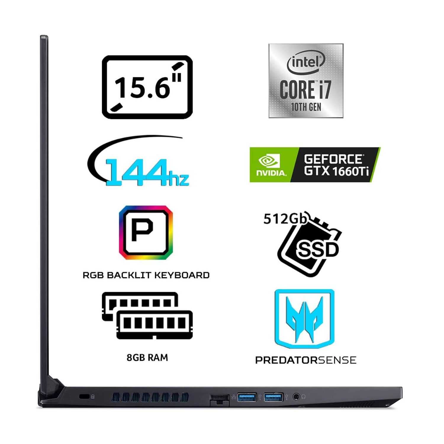 Acer Predator Triton 300 (15.6" Intel i7, GTX 1660Ti, 8GB RAM, 512GB SSD) - Image 4