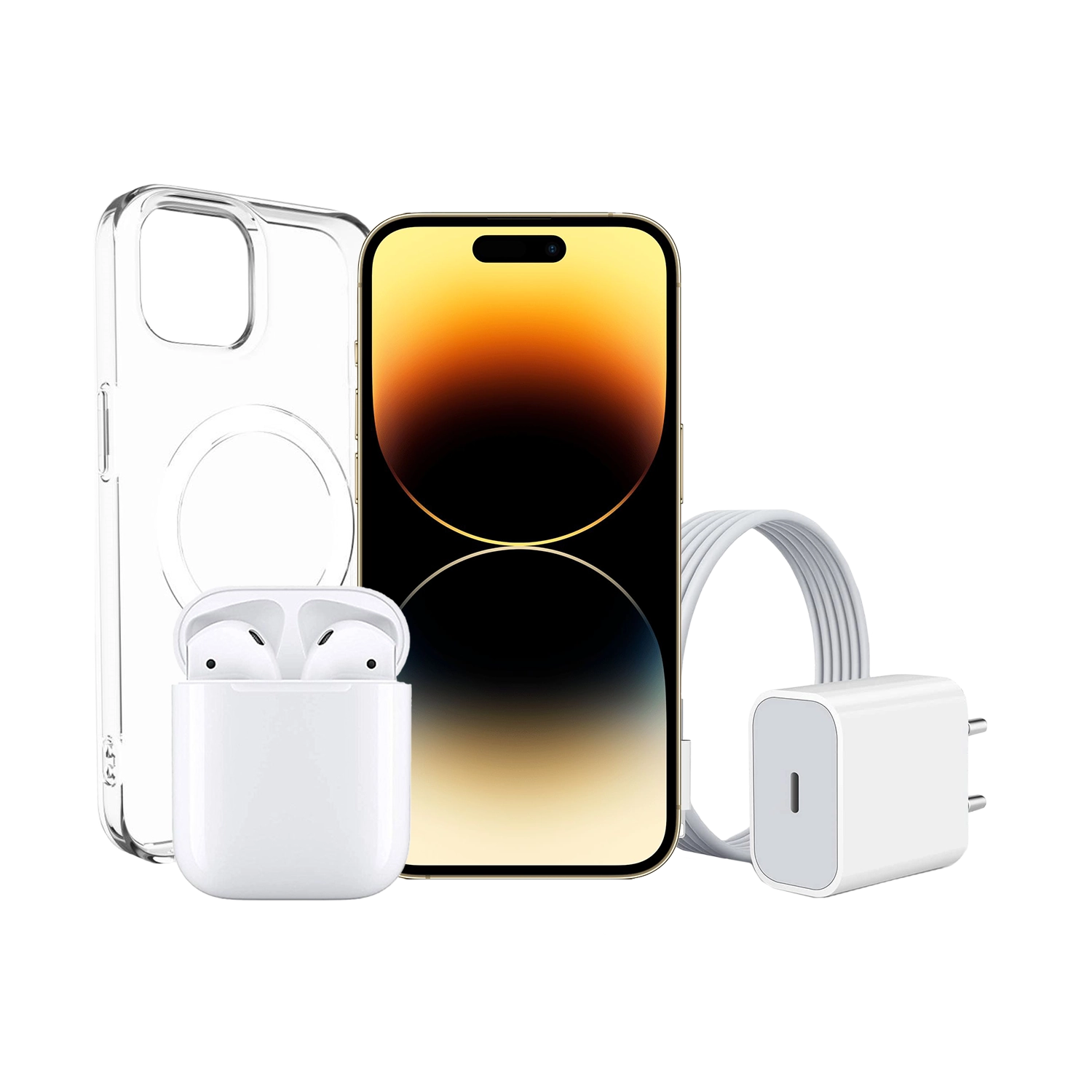 Ultimate iPhone 14 Pro Experience: Gear Cases + AirPods 2nd Gen + Type-C 20W Plug Adapter + iPhone Cable